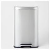 45L Rectangular Step Trash Can Silver -...