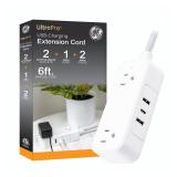GE Flat Plug Power Strip Extension Cord with...