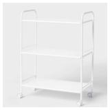 3 Shelf Wide Metal Storage Cart White -...