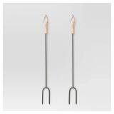 2pc Marshmallow Roasting Log Tong Sticks Black...