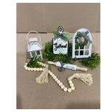 Beige Tiered Tray Decor Set  Farmhouse Style
