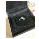Silver Ring Stone Accented Band Used