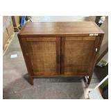 Wood Cabinet With Rattan Door Panels