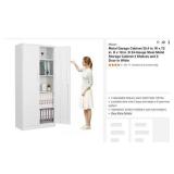 Metal Garage Cabinet, 4 Shelves, White NO HARDWARE