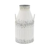 AS IS White Metal Decorative Jar