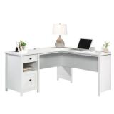 Sauder County Line L-Desk, Soft White Finish