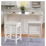 Set of 3, 26.5" Wood Counter Stool, Faux...