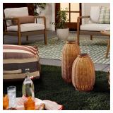 14" Rattan Solar Outdoor Patio Lantern - Hearth...