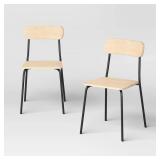 Set of 2 Wood with Metal Base Dining Chair...