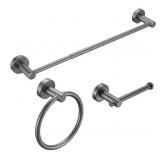 3-piece Aluminum Bath Accessories Wall-Mount, Gray