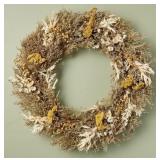21" Preserved Spring Grass and Flower Wreath -...