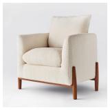 Elroy Accent Chair with Wooden Legs Cream Faux...