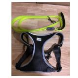 Coastal Dog Harness  Leash Set Black Neon Green