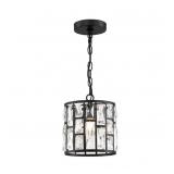 Matte Black Pendant with Clear Crystals