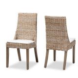 Set of 2, Modern Bohemian Grey Rattan Dining Chair