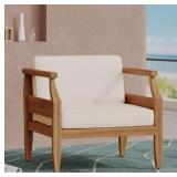 Aston Club Chair, Teak Finish + Cream Cushion