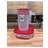 Rubbermaid Pitcher  Container Set Red Lids 1...