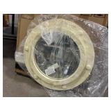 24" Portside Round Decorative Wall Mirror, Cream