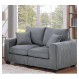 Fog Grey Corduroy Fabric Love Seat