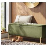 Ivy Upholstered Storage Bench Sage Green