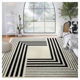 Abani Geometric Beige/Black Area Rug -6