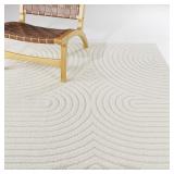 Modern Geometric Area Rug, Cream, 5