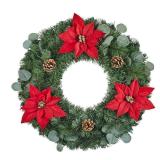 24 in. Artificial Wreath Pinecones Poinsettia...