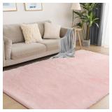 Puremy Pink Round Rug, 3x3 Fluffy Circle Area...