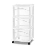 (NO CASTERS) 3 Drawer Medium Tower White -...