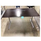 Brown Office Desk - Metal Legs,  READ DESCRIPTION