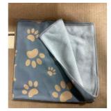 Paw Print Pet Blanket - Soft Fleece Throw, Grey