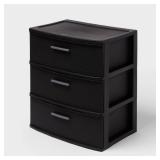 (NO HANDLES) 3 Drawer Wide Tower - Black -...