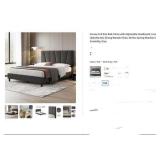 Garvee Full Size Bed Frame - Linen Upholstered,...