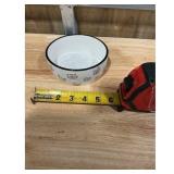 Cat Bowl, White Ceramic Bowl with Cat Design