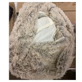 Faux Fur Donut Pet Bed Cover - Plush, Calming,...