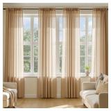 MIULEE Brown Sheer Curtains 84 Inches Long, 4...