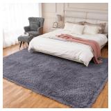 POEMLAND Shag Plush Living Room Rugs, 5×7 Dark...
