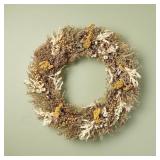 21" Preserved Spring Grass and Flower Wreath -...