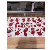 Halloween Doormat Bloody Handprints RedWhite