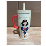 Corkcicle Tumbler - Snow White, Straw, Red Handle