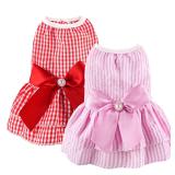 2 Pieces Dog Dress Princess Stripe Pet Dresses...