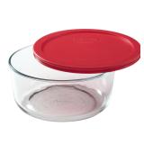 Pyrex 7203 7-Cup Glass Bowl and 7402-PC Red Lid...