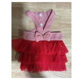 Dog Dress - Striped Bodice, Red Tulle Skirt,...