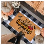 Fallovea Spider Web Plaid Halloween Doormat $35.99