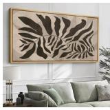 30x60 Abstract Botanical Monochrome Foliage...