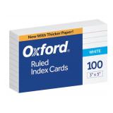 Oxford Ruled Index Cards, 3" x 5", White,...