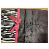 Zebra Print Table Runner with Pink Ribbon