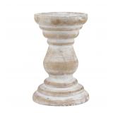 Stonebriar Antique White Wooden Pillar Candle...