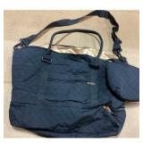 Quilted Travel Tote Bag - Black, Shoulder...