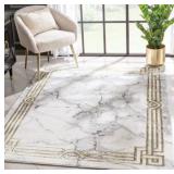 11' x 15' Retro Marble Border Ivory Glam Rug